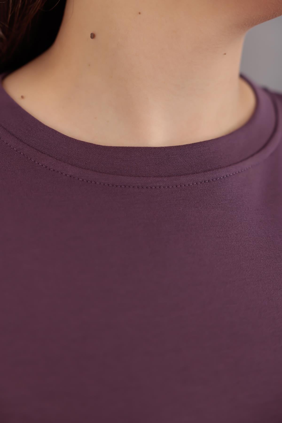Sweatshirt Büyük Beden Bisiklet Yaka Basıc Sweatshirt