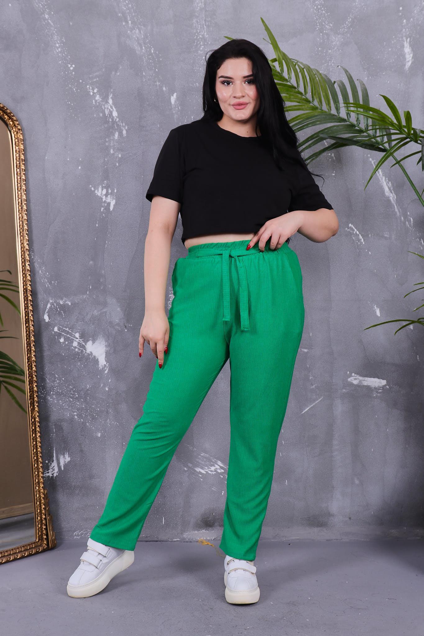 Pantolon Büyük Beden Bürümcük Kumaş Cepli Pantolon