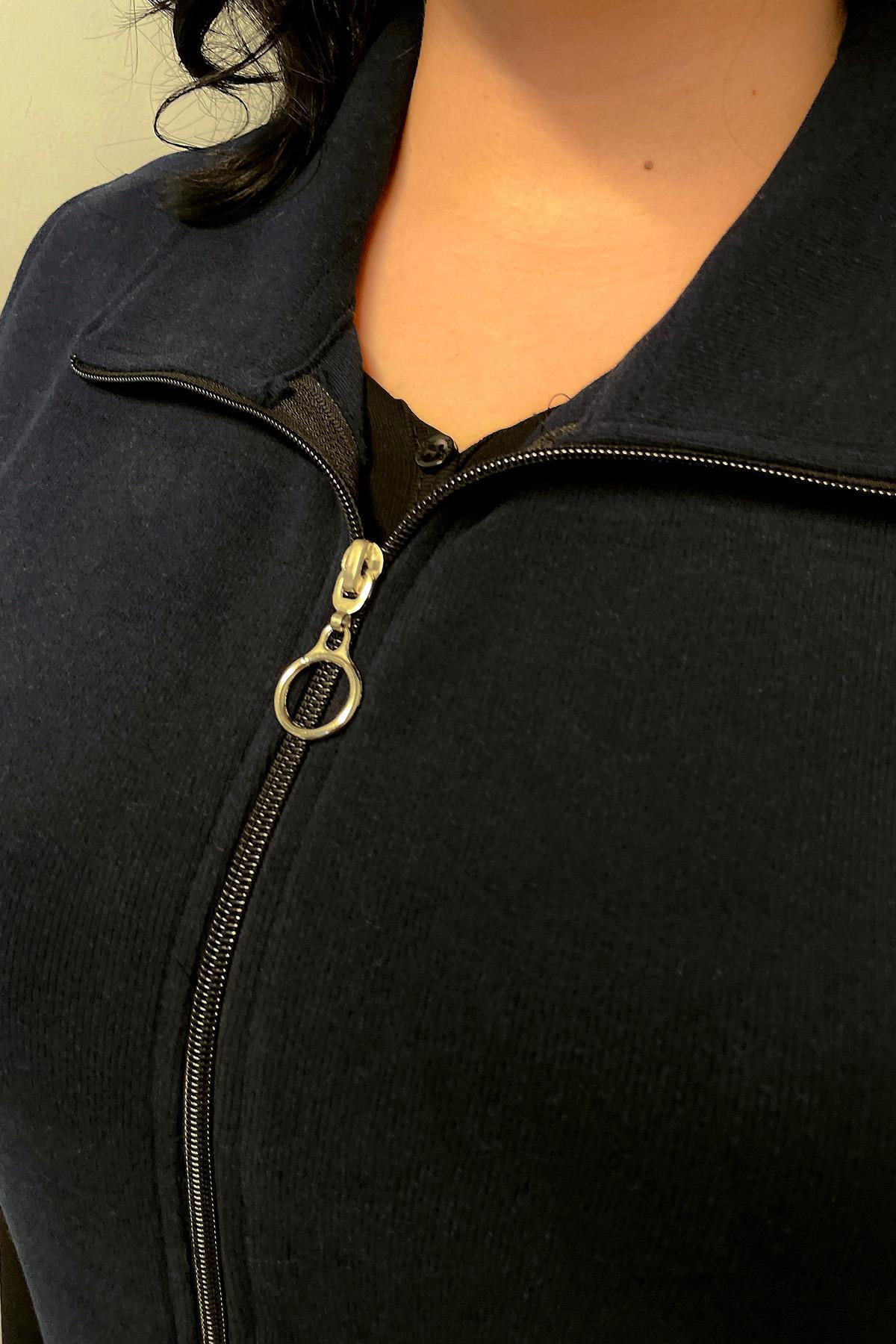 Sweatshirt Büyük Beden Fermuarlı Cepli Polar Hırka