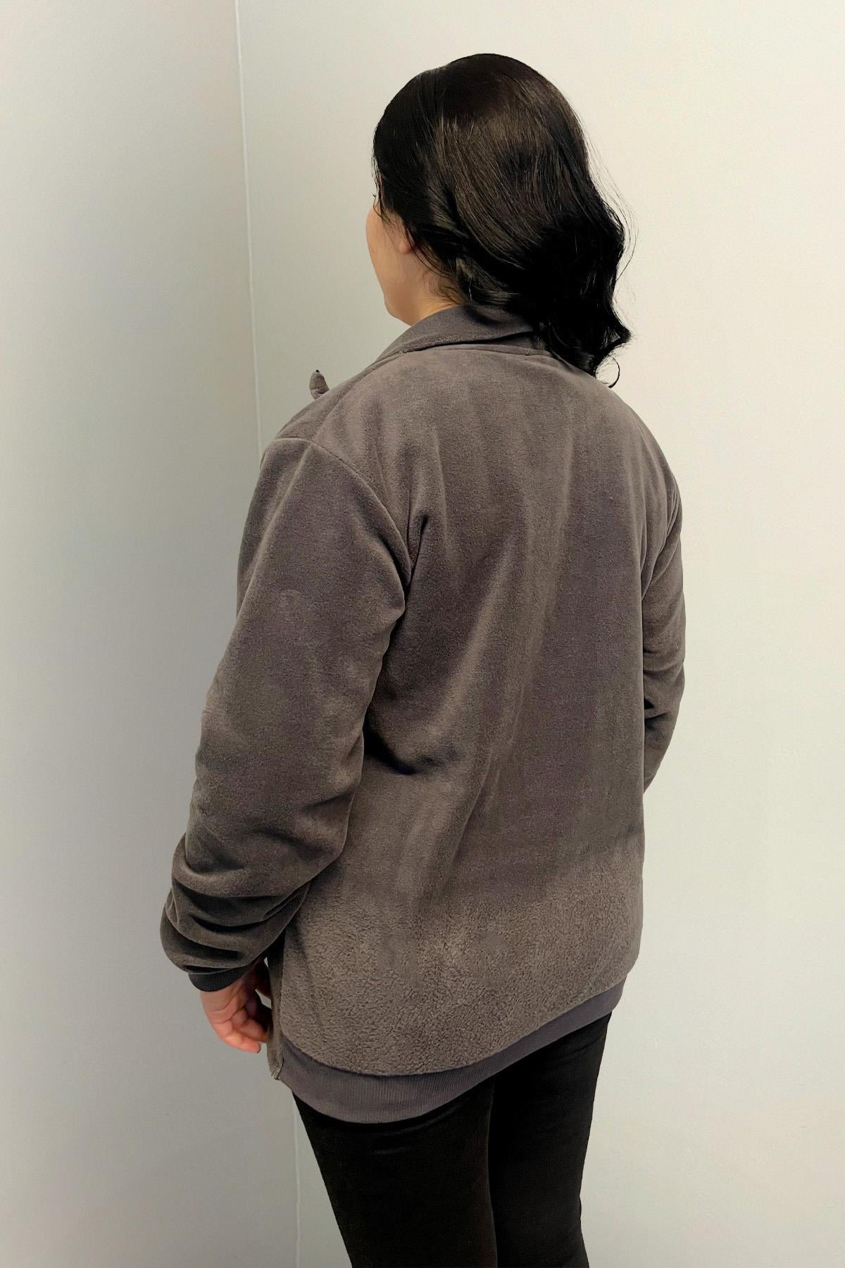 Sweatshirt Büyük Beden Fermuarlı Cepli Polar Hırka