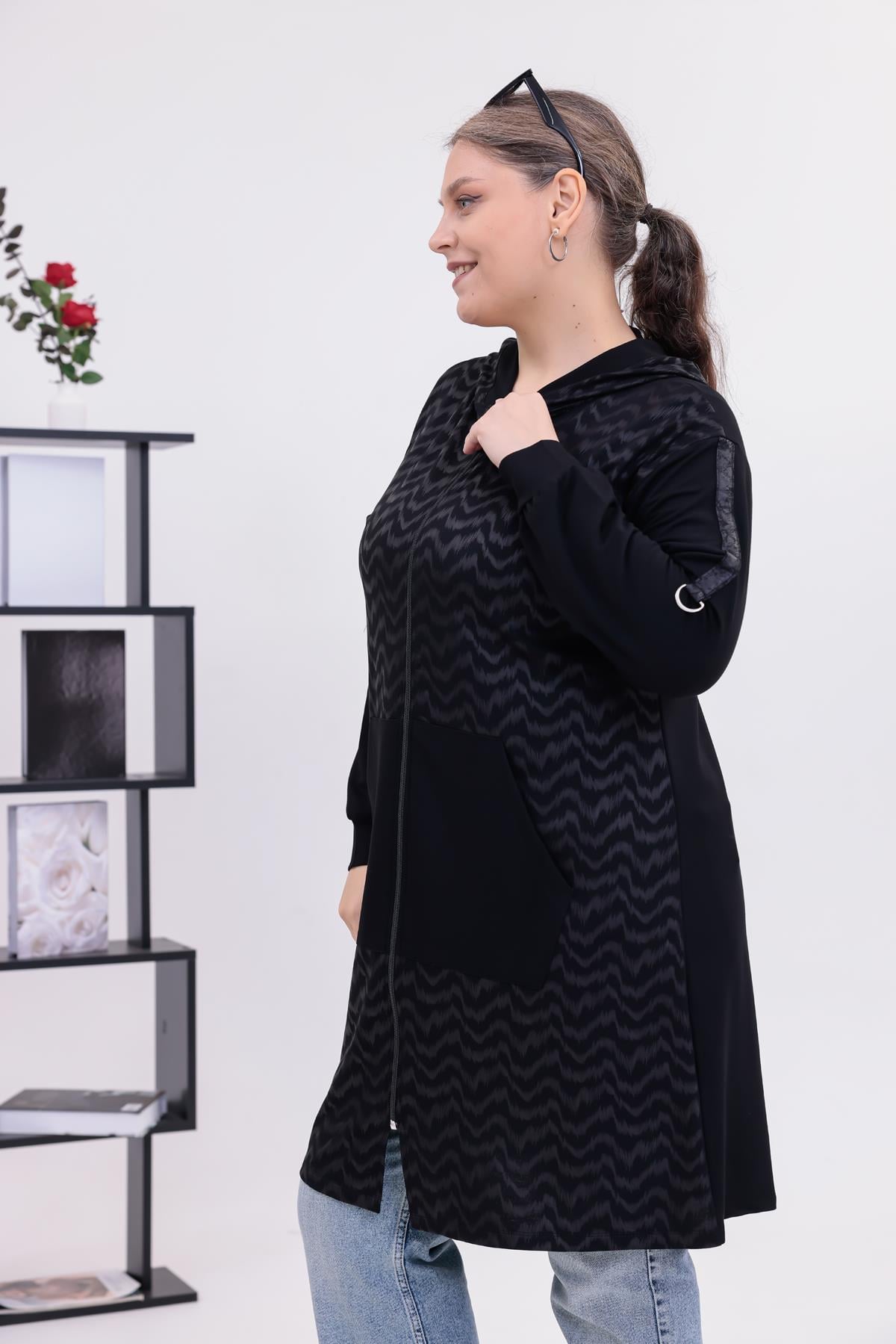 Hırka Büyük Beden Fermuarlı Tunik Hırka