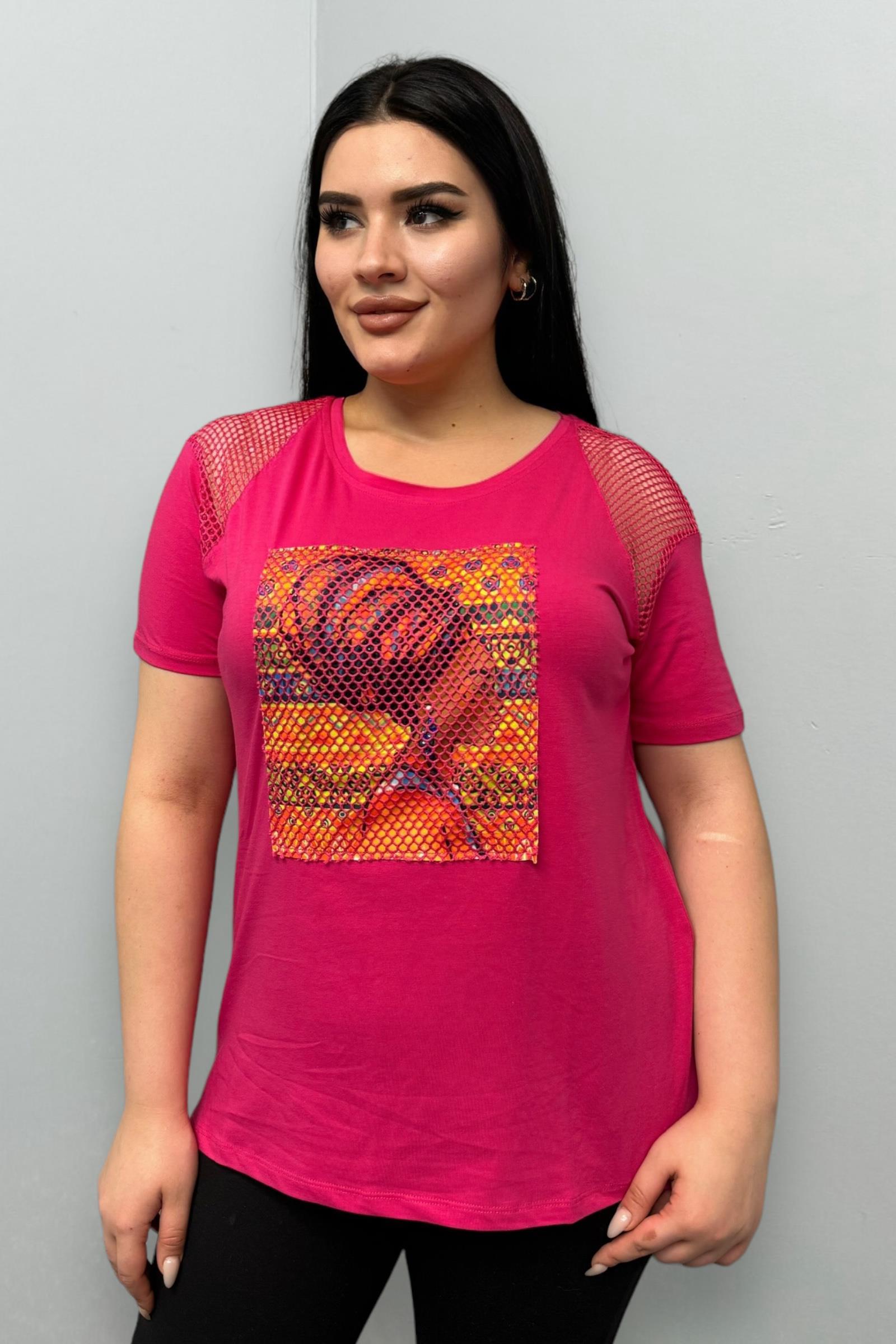 Tshirt Büyük Beden File Detaylı Pamuklu Likralı Tshirt