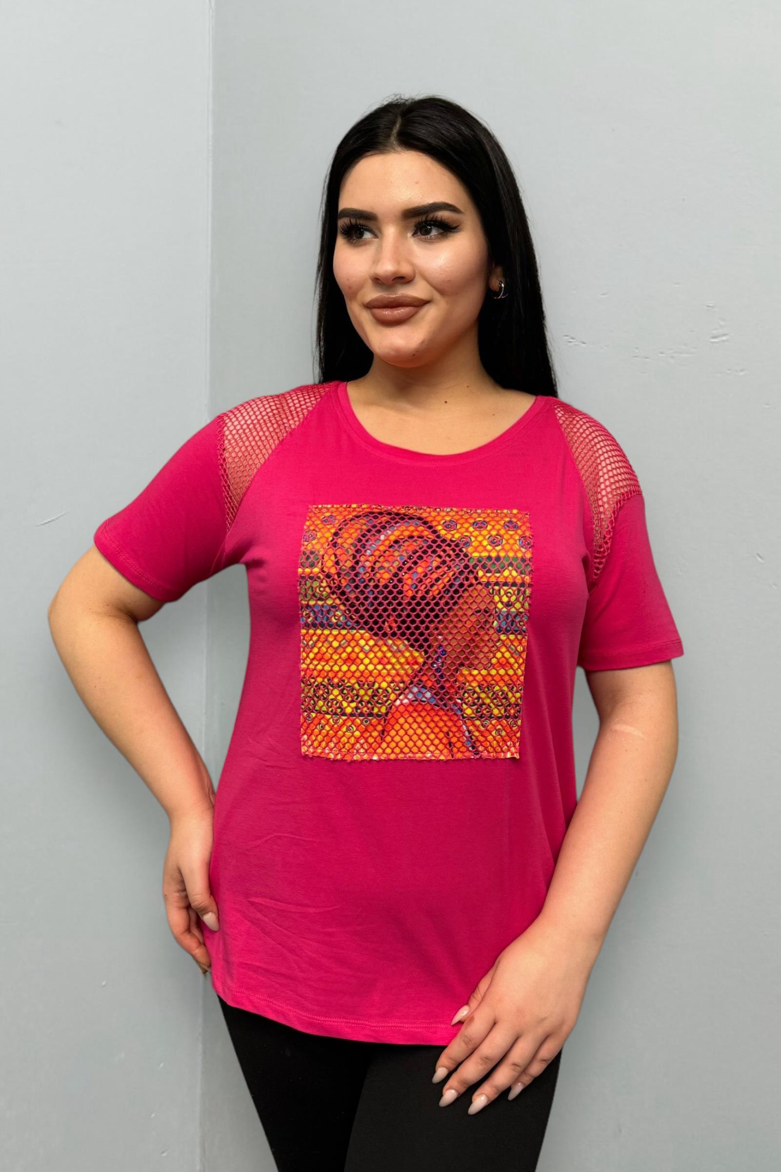Tshirt Büyük Beden File Detaylı Pamuklu Likralı Tshirt