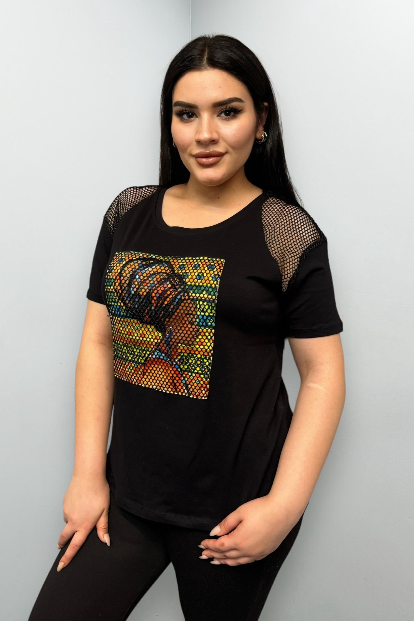 Tshirt Büyük Beden File Detaylı Pamuklu Likralı Tshirt