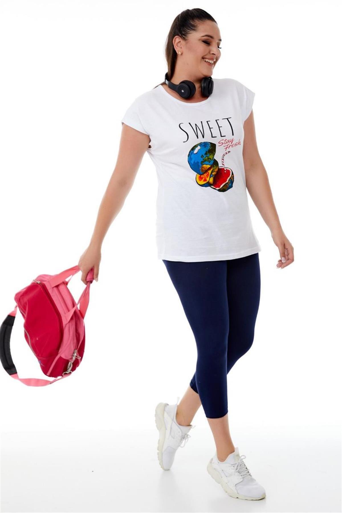 Tshirt Büyük Beden Genç Tarz T-Shirt Beyaz