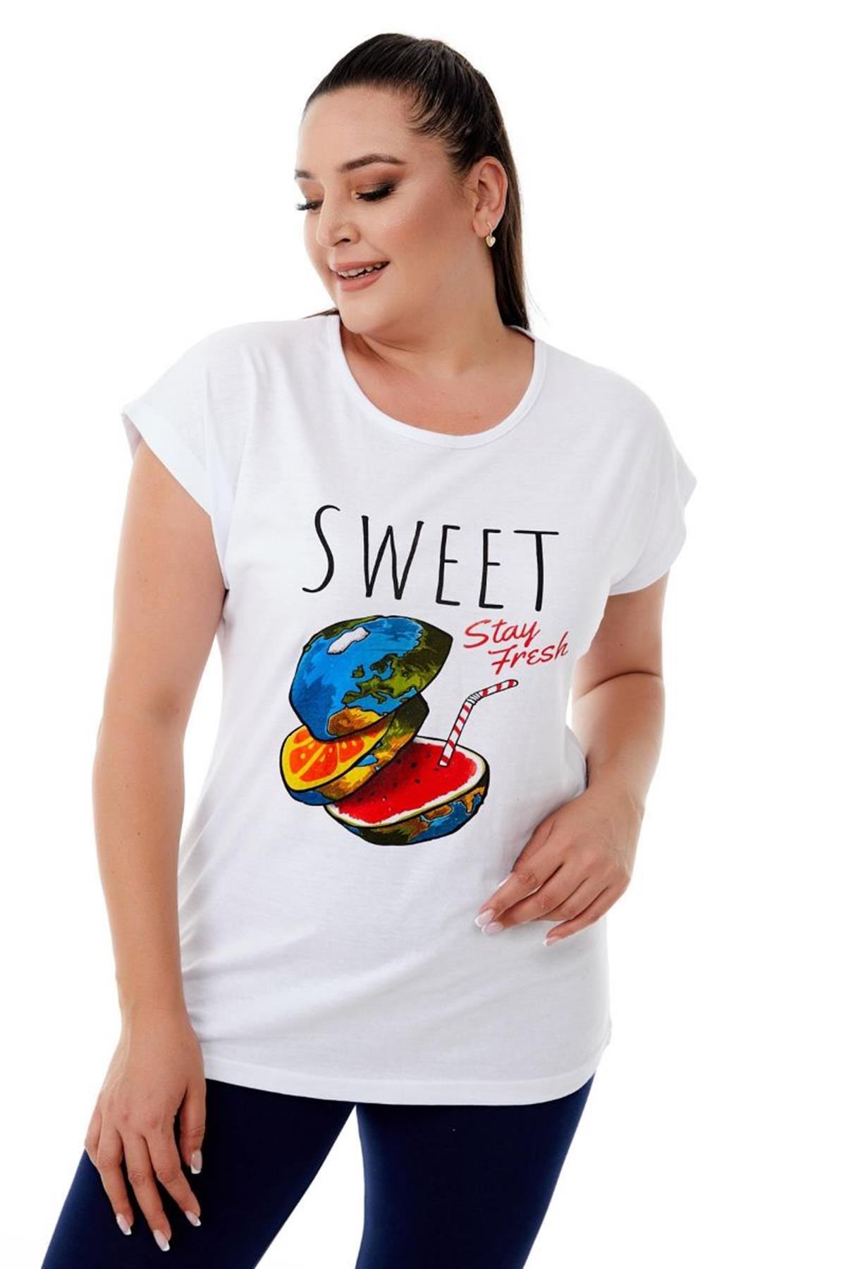 Tshirt Büyük Beden Genç Tarz T-Shirt Beyaz