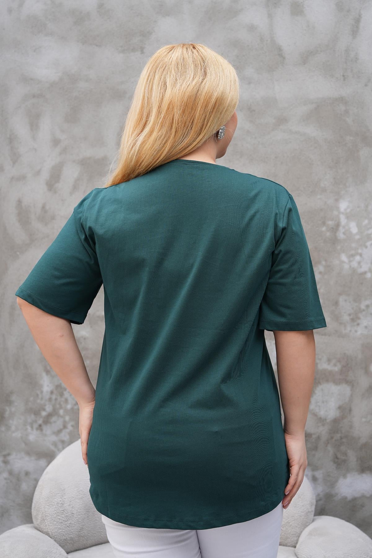 Kısa Kol Bluz Büyük Beden Good Baskılı Tshirt