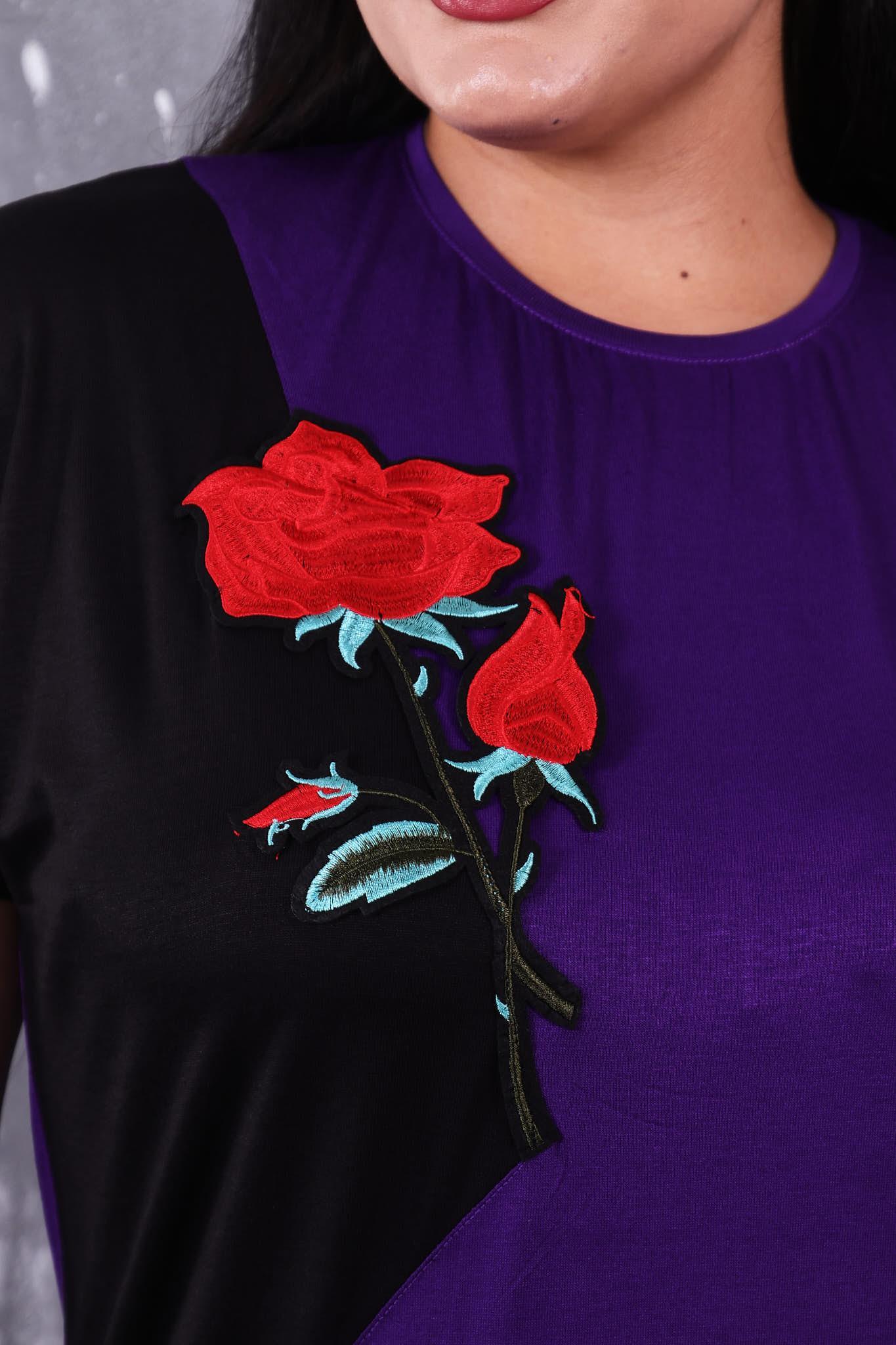 Tshirt Büyük Beden Gül Motifli Tshirt