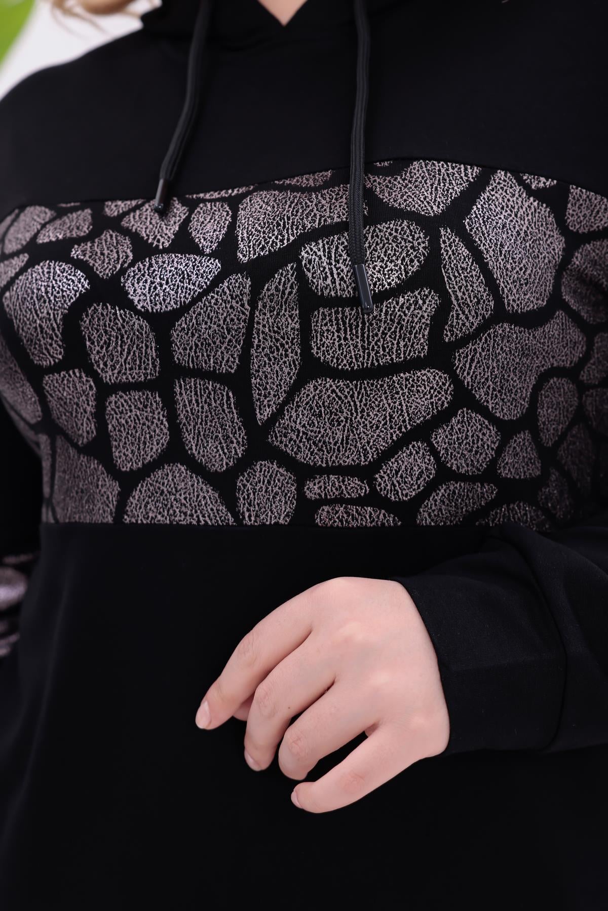 Sweatshirt Büyük Beden Gümüş Detaylı Sweatshirt