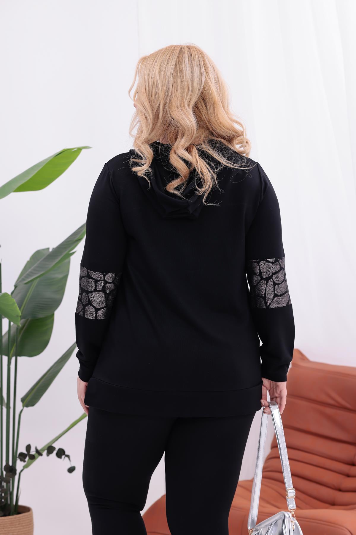Sweatshirt Büyük Beden Gümüş Detaylı Sweatshirt