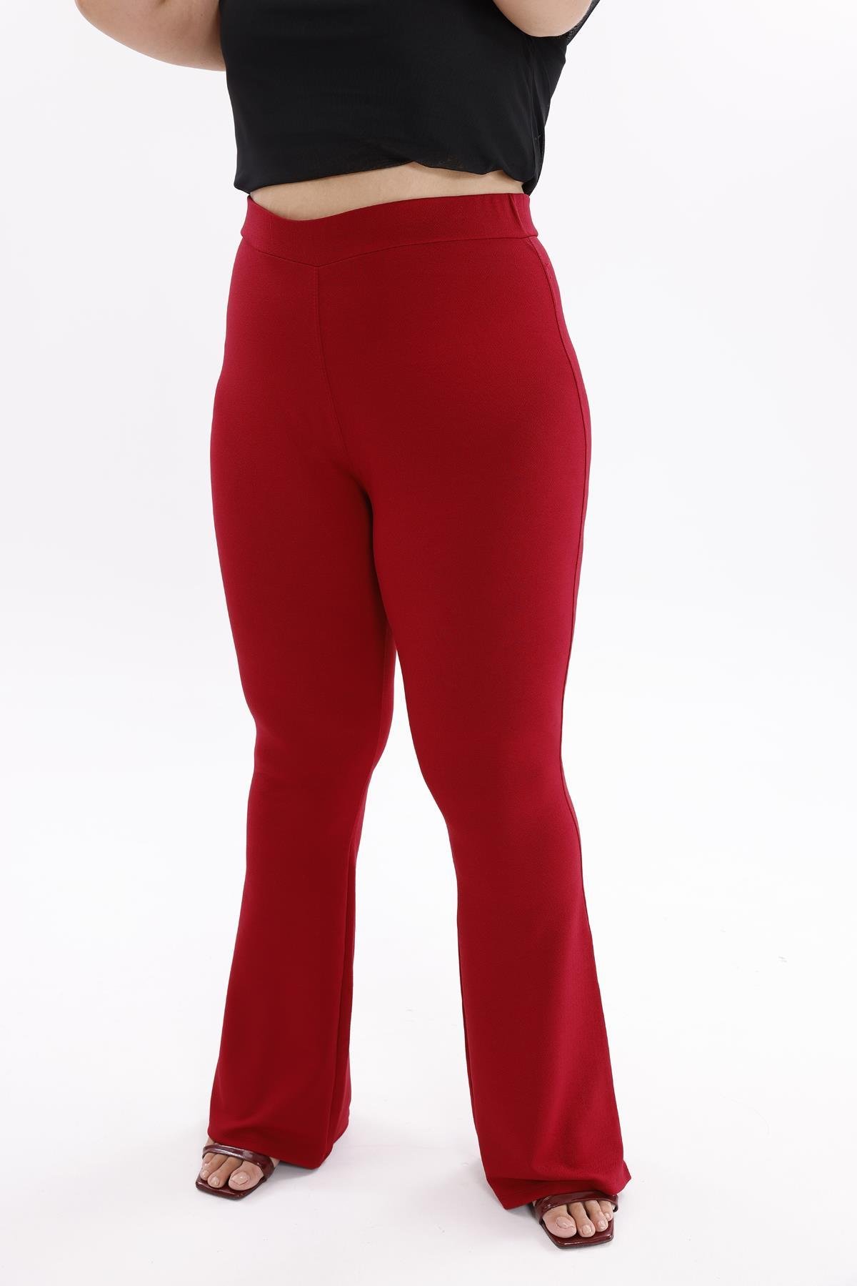 Pantolon Büyük Beden İspanyol Paça Krep Kumaş Pantolon