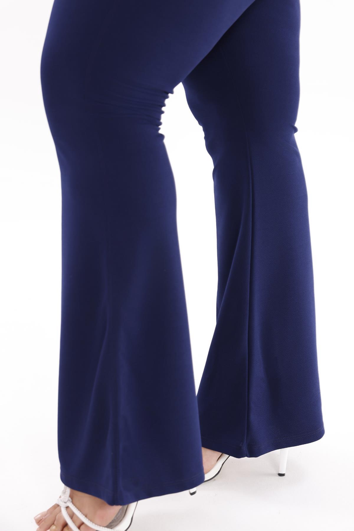 Pantolon Büyük Beden İspanyol Paça Krep Kumaş Pantolon