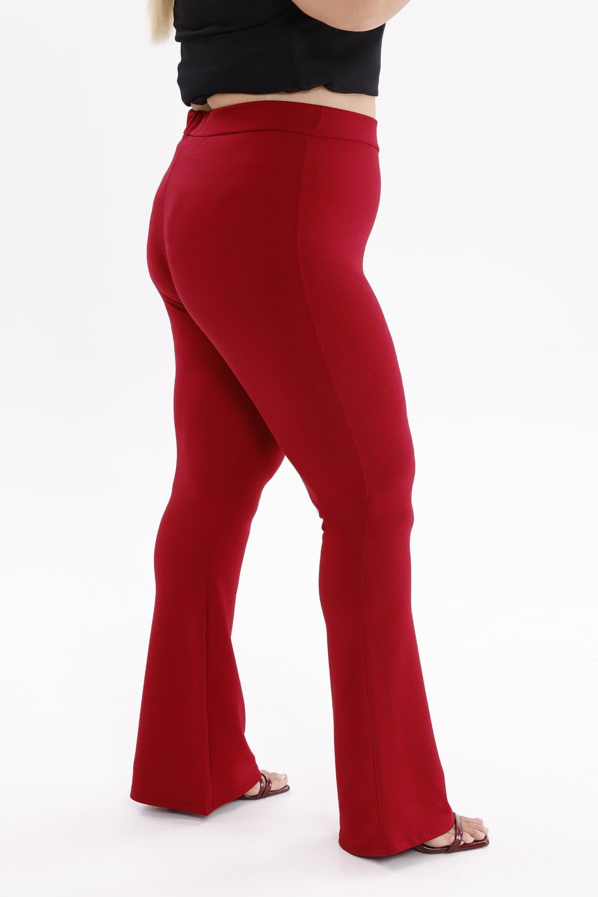 Pantolon Büyük Beden İspanyol Paça Krep Kumaş Pantolon