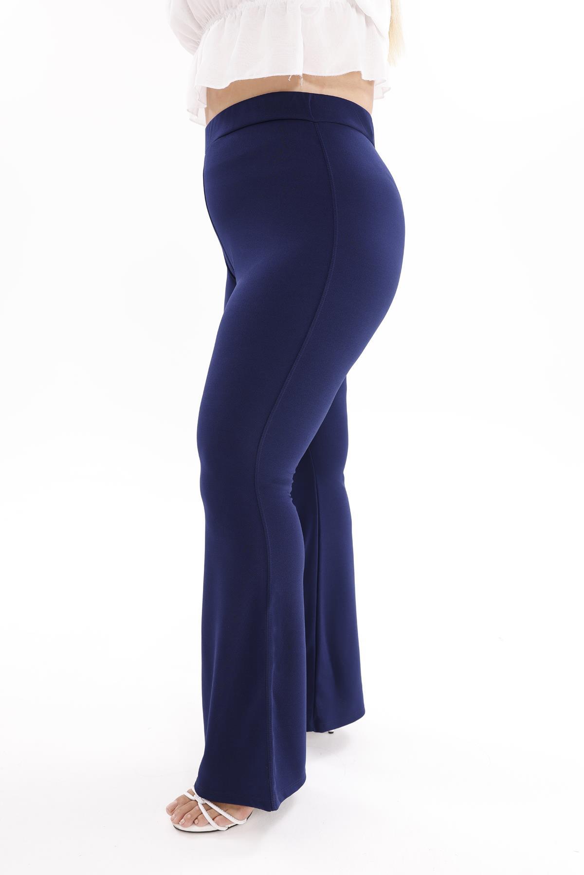 Pantolon Büyük Beden İspanyol Paça Krep Kumaş Pantolon