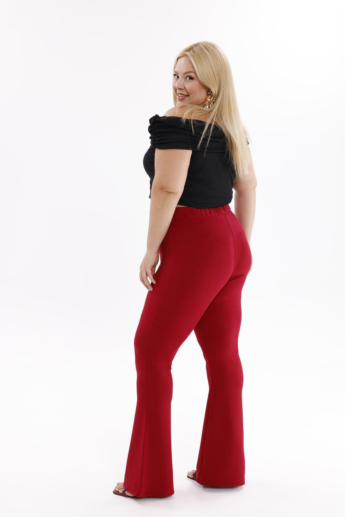 Pantolon Büyük Beden İspanyol Paça Krep Kumaş Pantolon