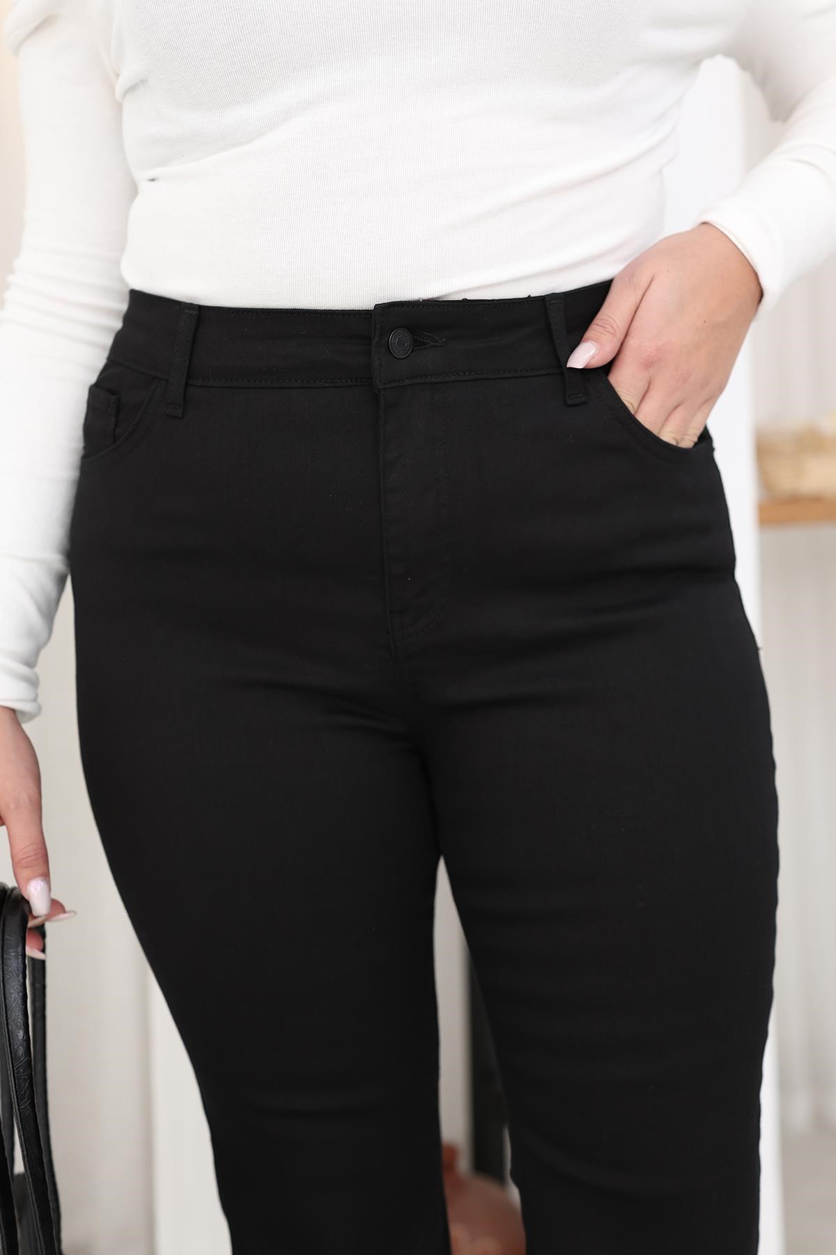 Pantolon Büyük Beden İspanyol Paça Likralı Jean Pantolon
