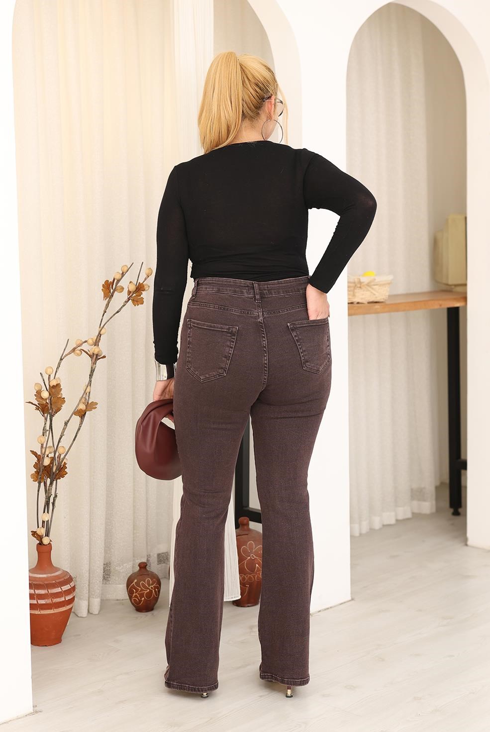 Pantolon Büyük Beden İspanyol Paça Likralı Jean Pantolon