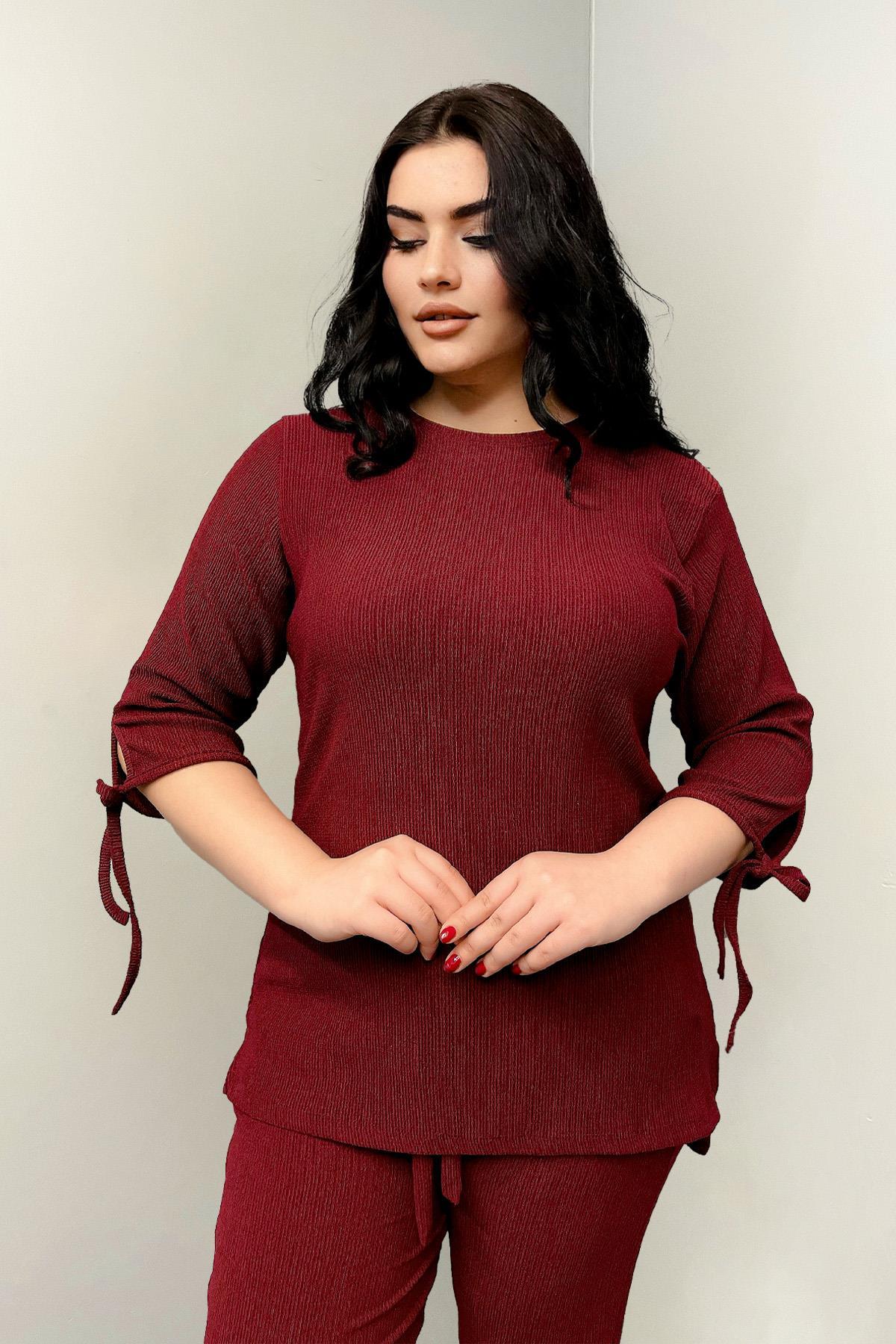 İkili Takım Büyük Beden Kolları Bağlamalı Cepli Rahat İkili Takım