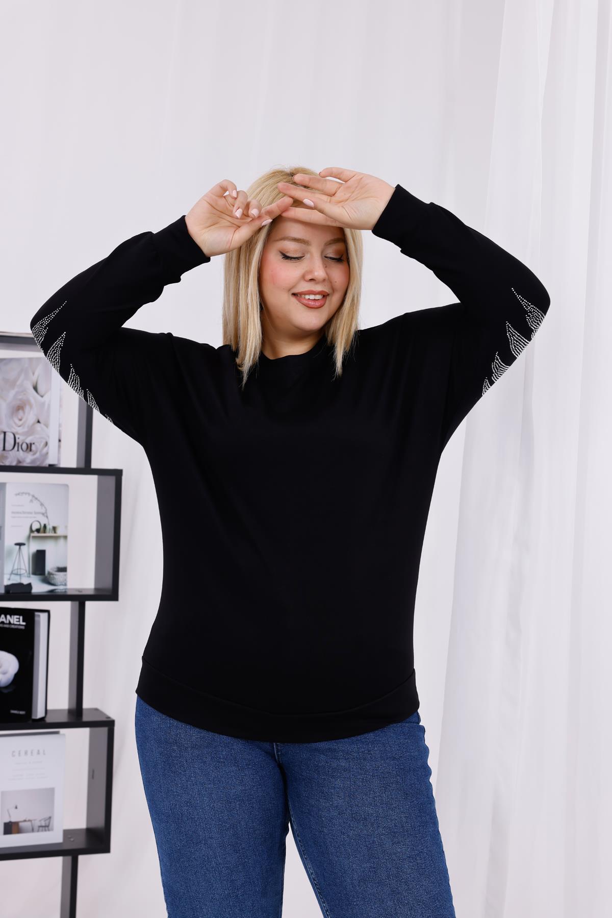 Uzun Kol Bluz Büyük Beden Melek Kanatlı Modal Sweatshirt