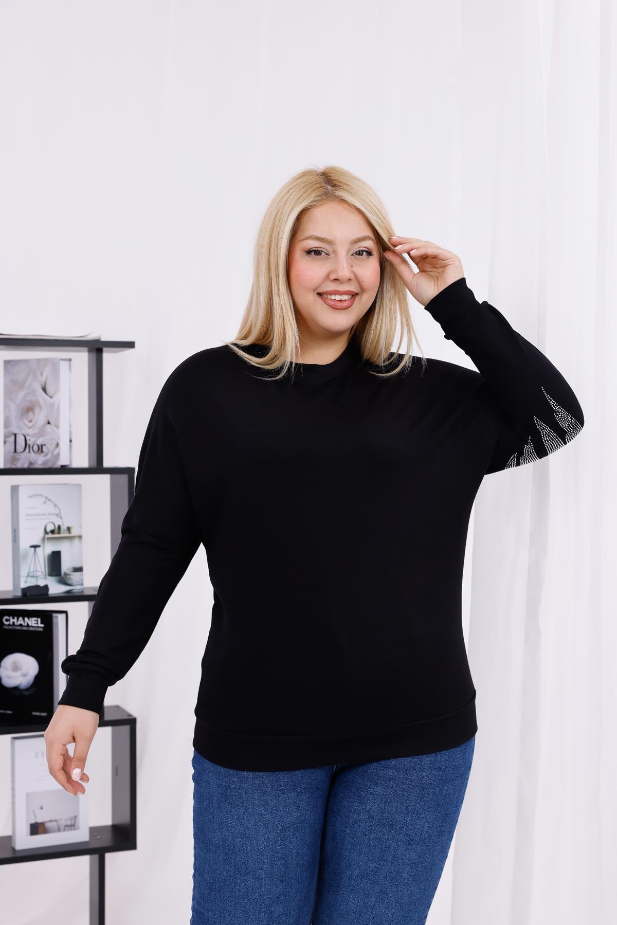 Uzun Kol Bluz Büyük Beden Melek Kanatlı Modal Sweatshirt