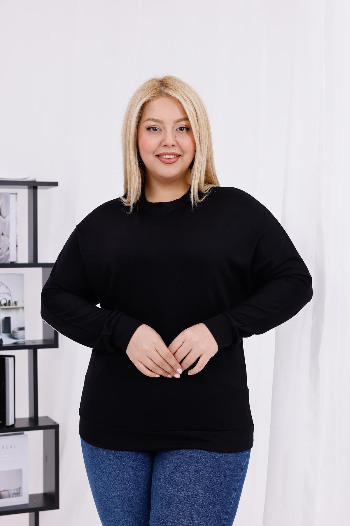 Uzun Kol Bluz Büyük Beden Melek Kanatlı Modal Sweatshirt