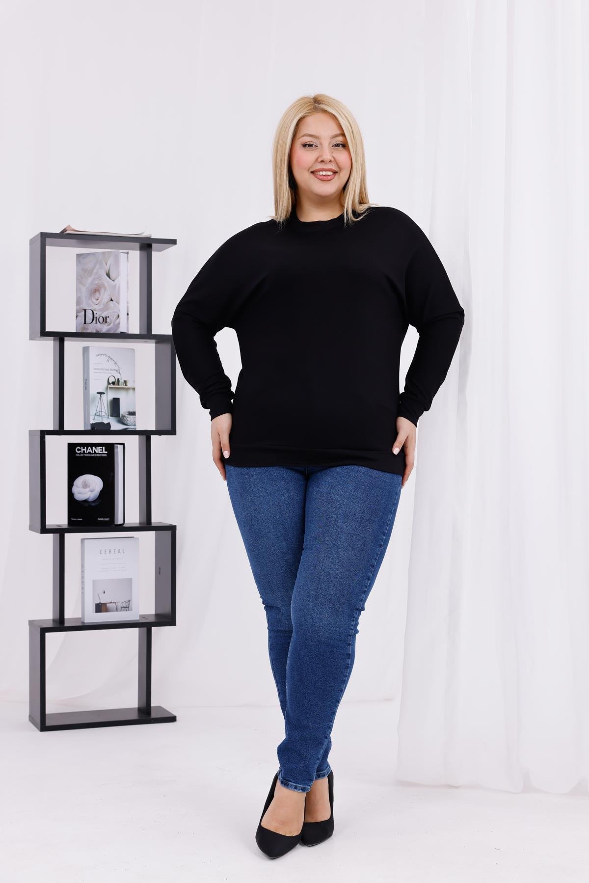 Uzun Kol Bluz Büyük Beden Melek Kanatlı Modal Sweatshirt