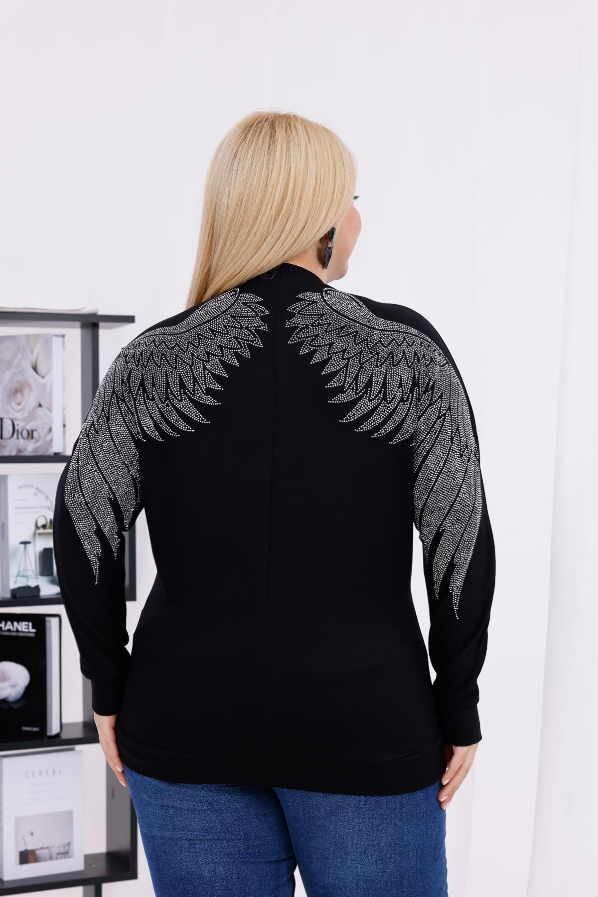 Uzun Kol Bluz Büyük Beden Melek Kanatlı Modal Sweatshirt