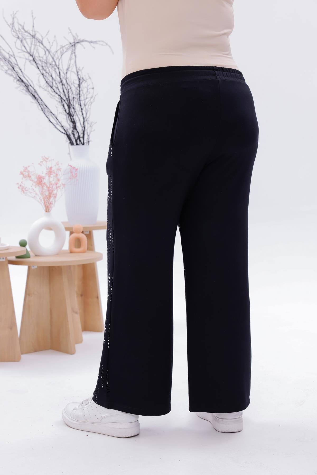 Pantolon Büyük Beden Modal Kumaş Taşlı Pantolon