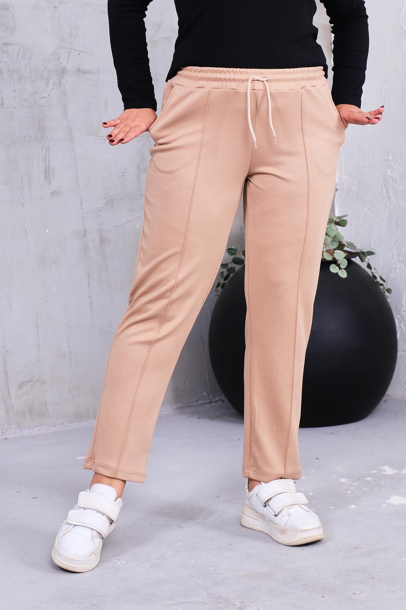 Pantolon Büyük Beden Önü Çimalı Modal Kumaş Pantolon