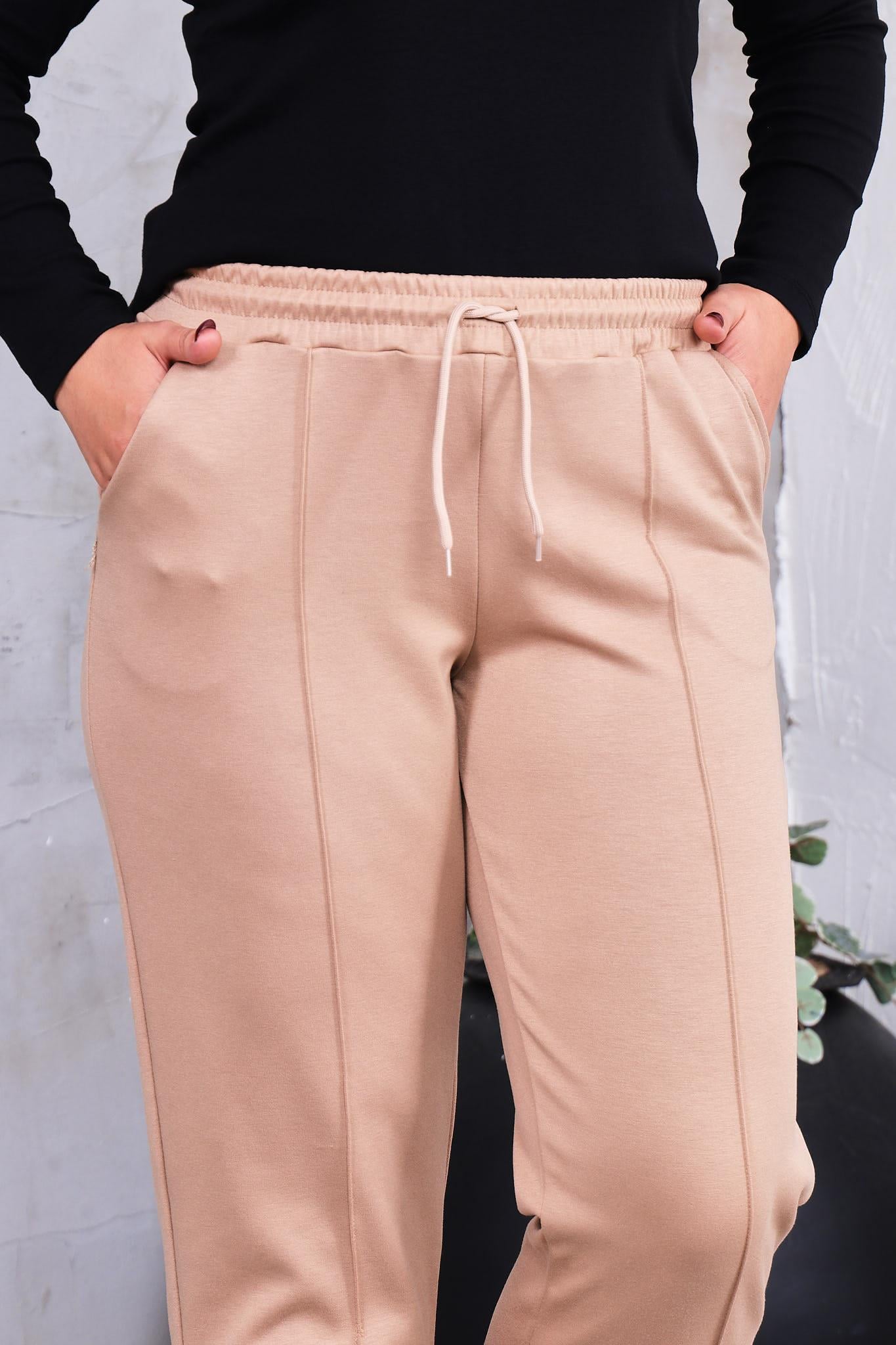 Pantolon Büyük Beden Önü Çimalı Modal Kumaş Pantolon