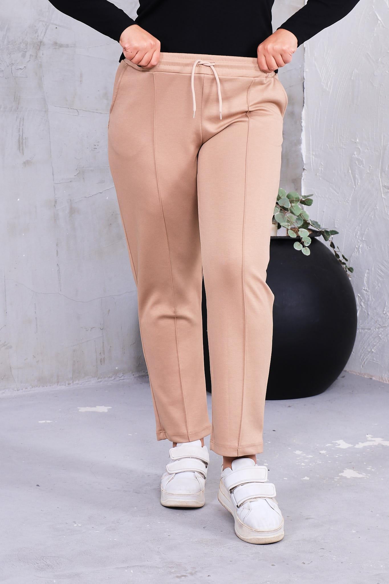 Pantolon Büyük Beden Önü Çimalı Modal Kumaş Pantolon