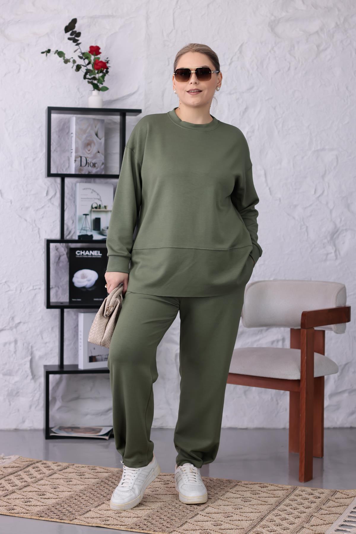 İkili Takım Büyük Beden Oversize Modal Kumaş Takım