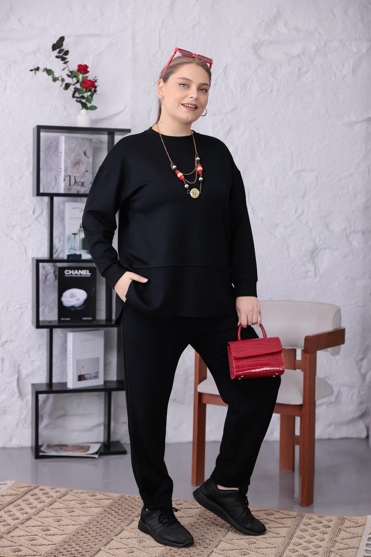 İkili Takım Büyük Beden Oversize Modal Kumaş Takım