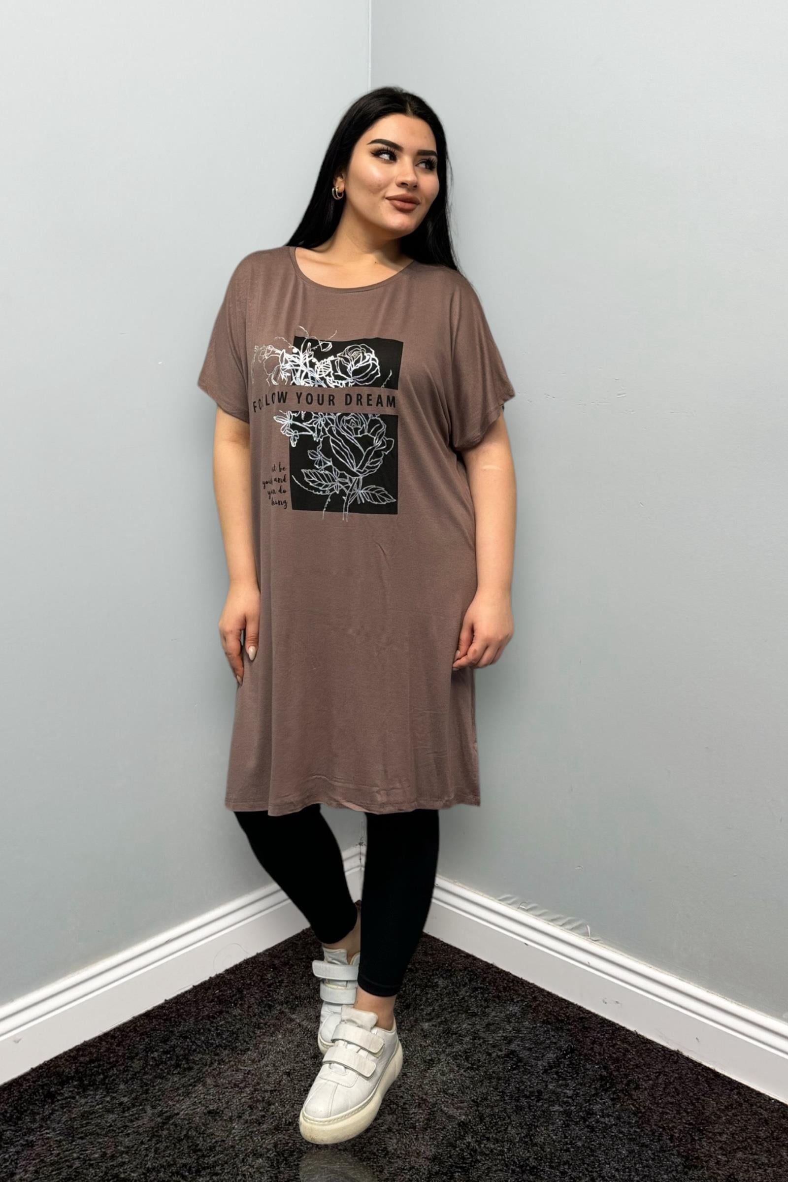 Tshirt Büyük Beden Pamuklu Likralı Tunik Tshirt