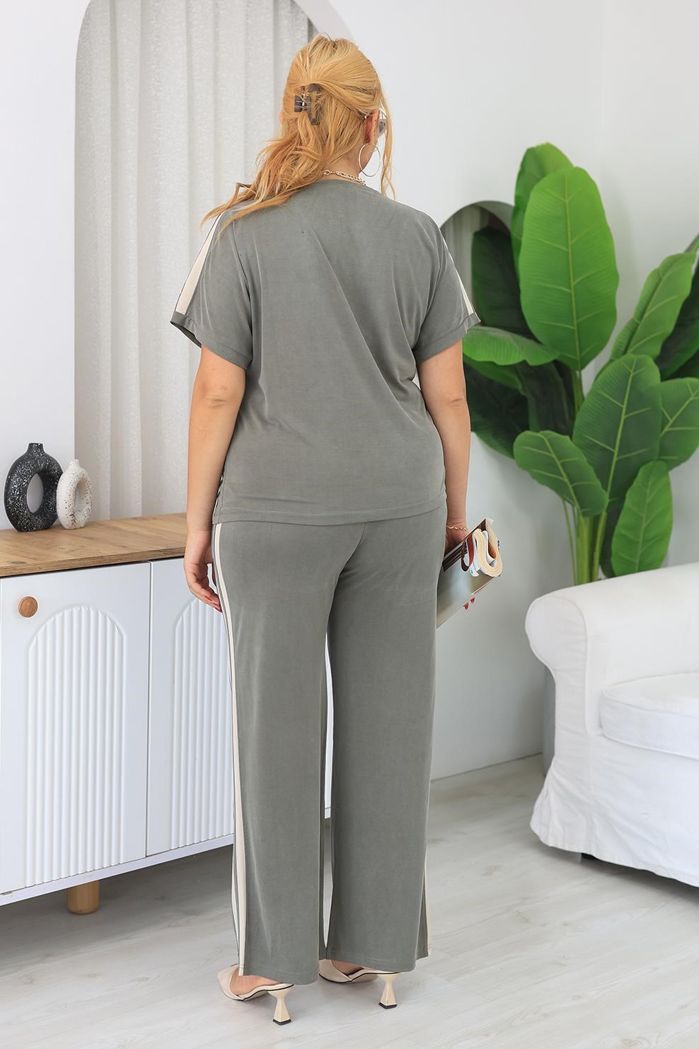 İkili Takım Büyük Beden Pamuklu Tencel Modal Kumaş Takım