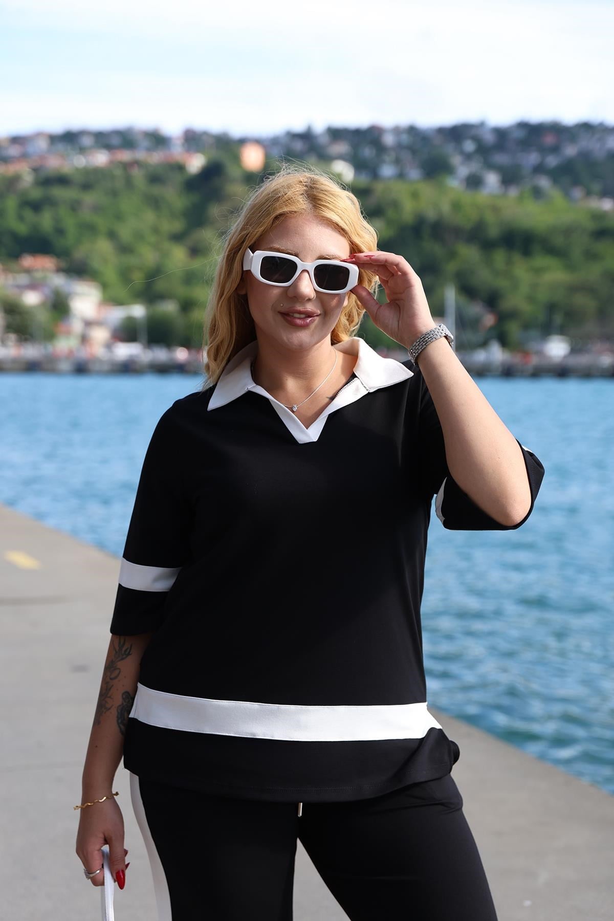 İkili Takım Büyük Beden Polo Yaka Modal Kumaş Takım