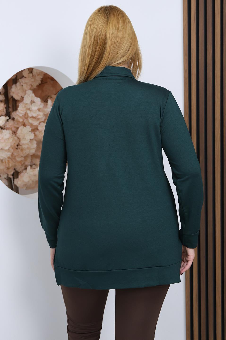 Sweatshirt Büyük Beden Polo Yaka Sweatshirt