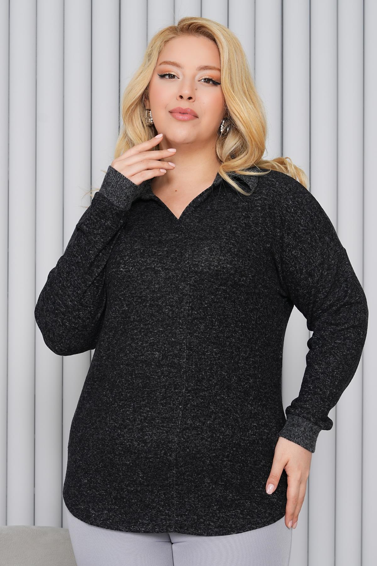 Kazak Büyük Beden Polo Yaka Yumoş Kazak