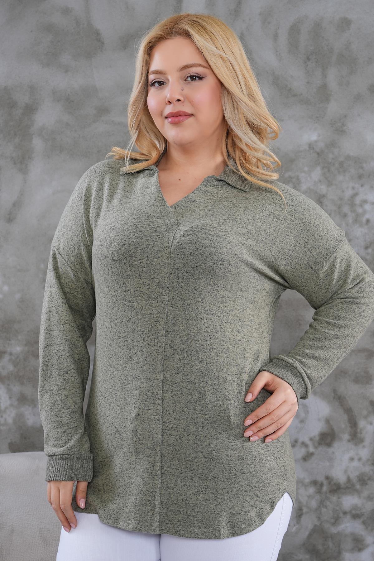 Kazak Büyük Beden Polo Yaka Yumoş Kazak