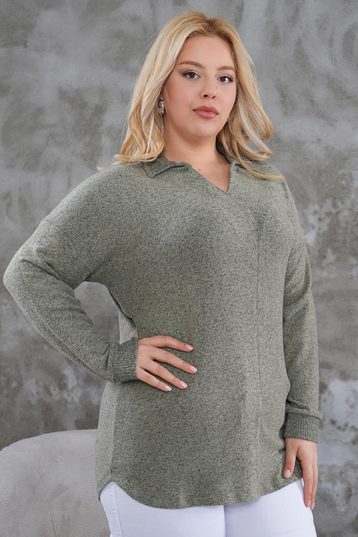 Kazak Büyük Beden Polo Yaka Yumoş Kazak