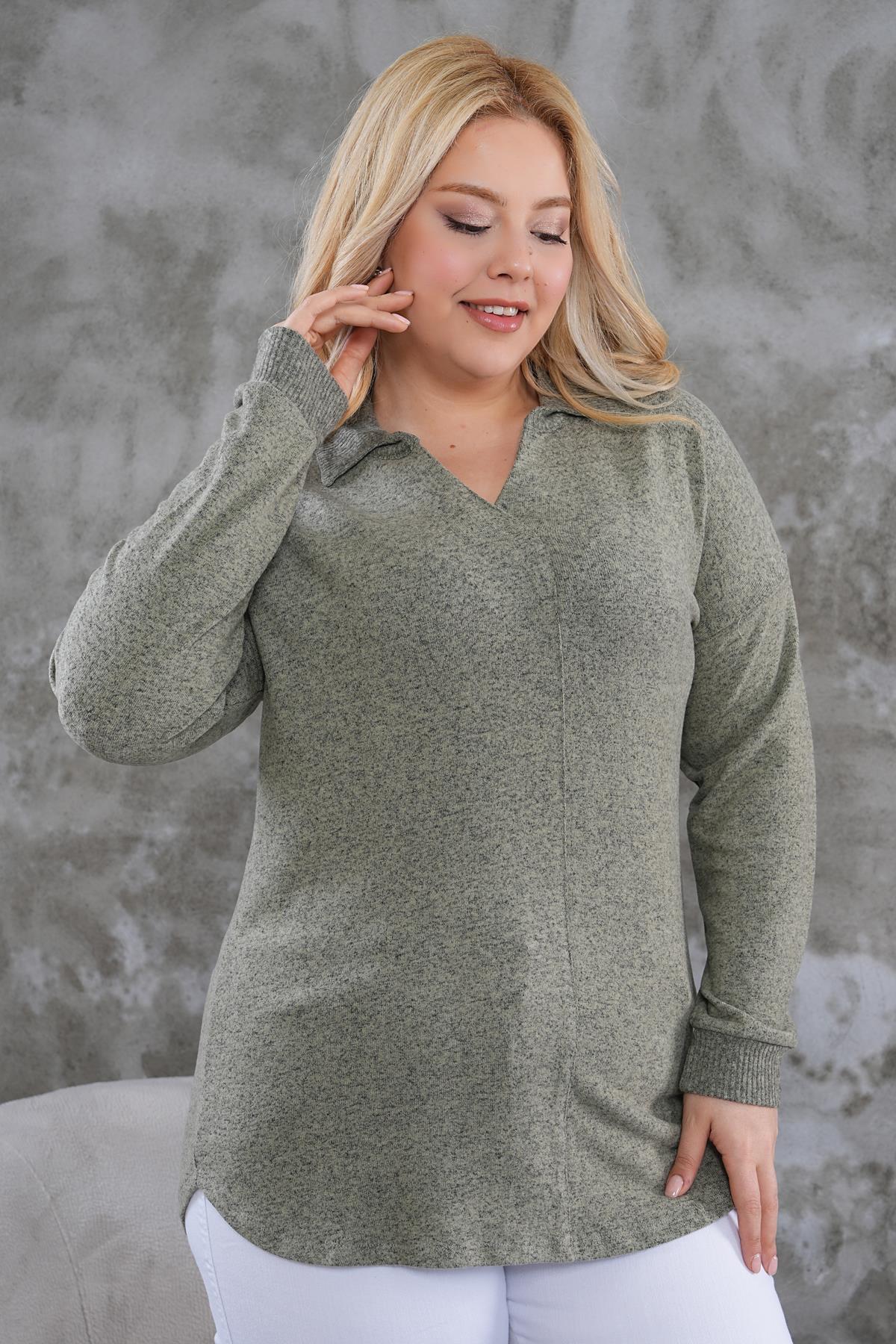 Kazak Büyük Beden Polo Yaka Yumoş Kazak