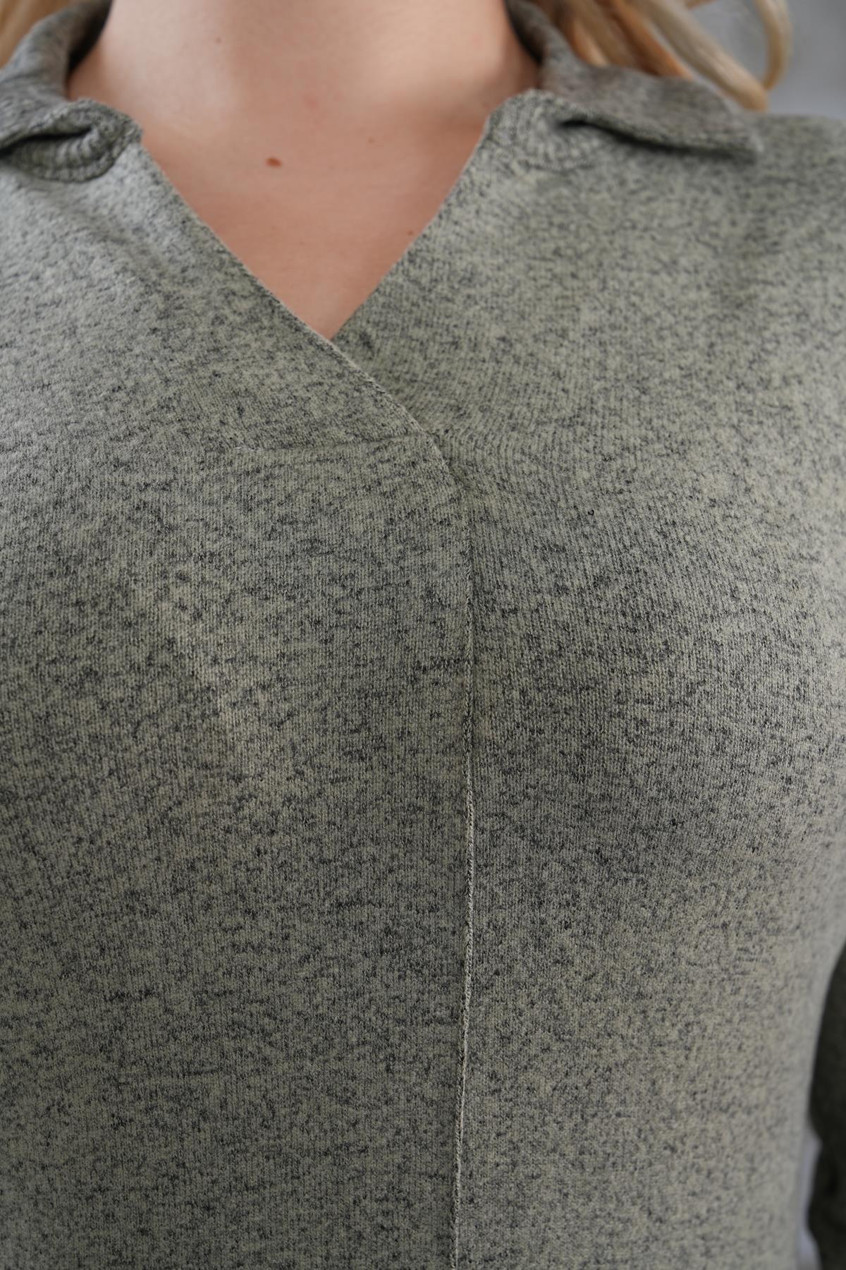 Kazak Büyük Beden Polo Yaka Yumoş Kazak