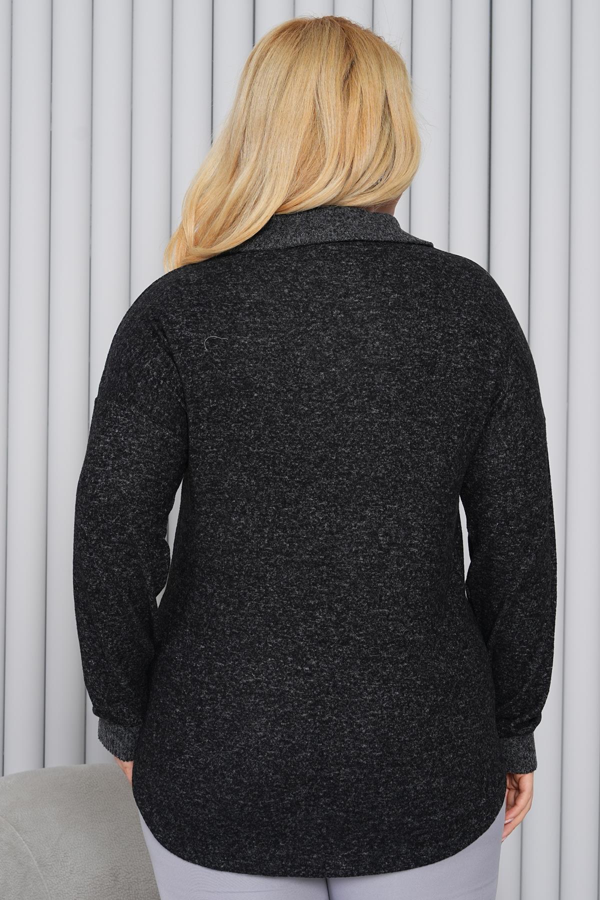 Kazak Büyük Beden Polo Yaka Yumoş Kazak