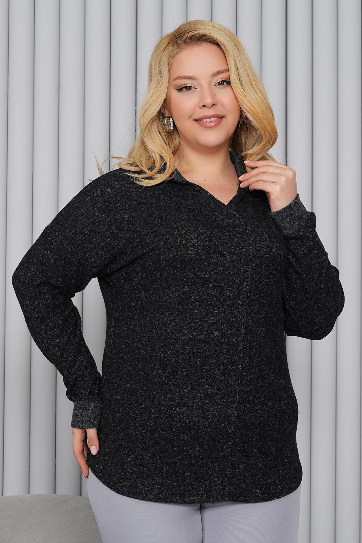 Kazak Büyük Beden Polo Yaka Yumoş Kazak