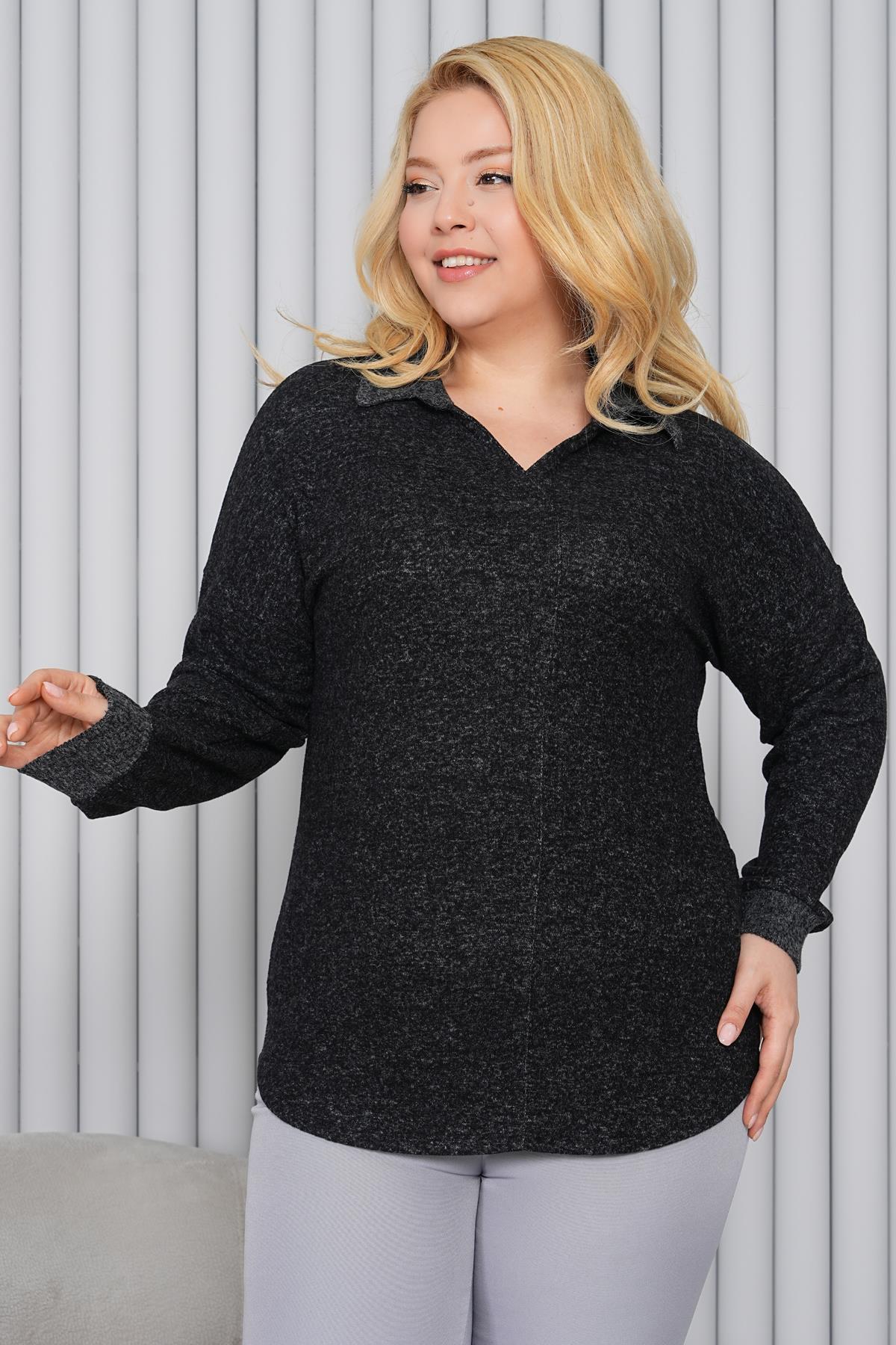 Kazak Büyük Beden Polo Yaka Yumoş Kazak