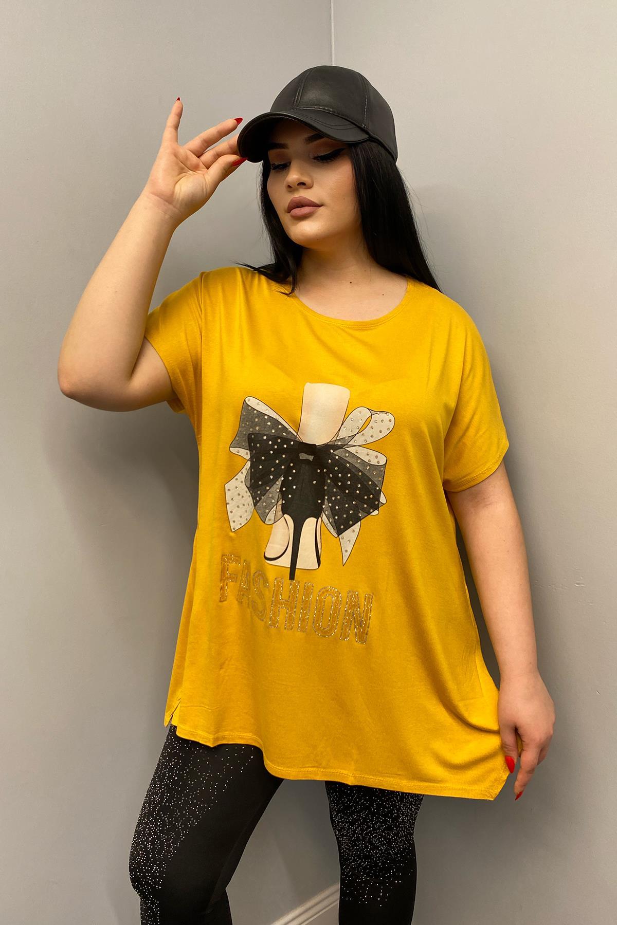 Tshirt Büyük Beden Salaş Genç Stil T-Shirt Hardal