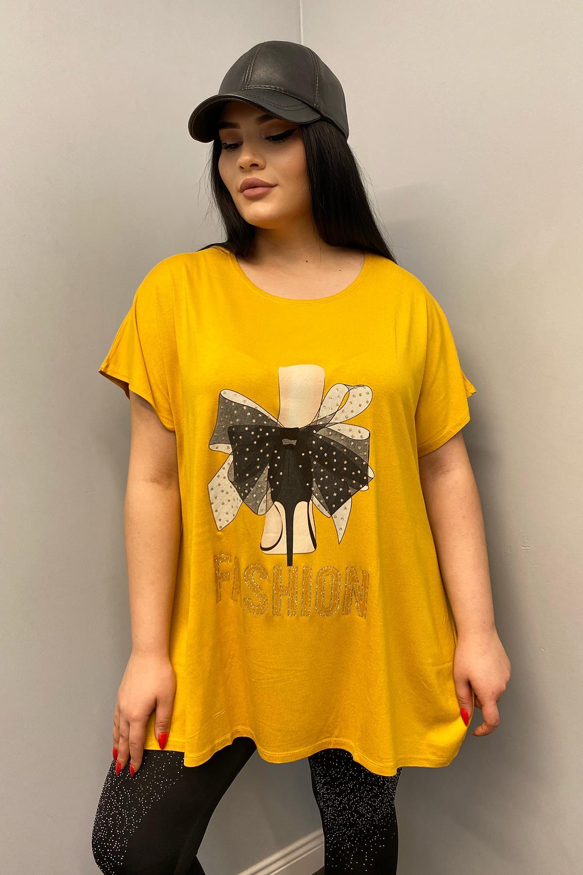Tshirt Büyük Beden Salaş Genç Stil T-Shirt Hardal