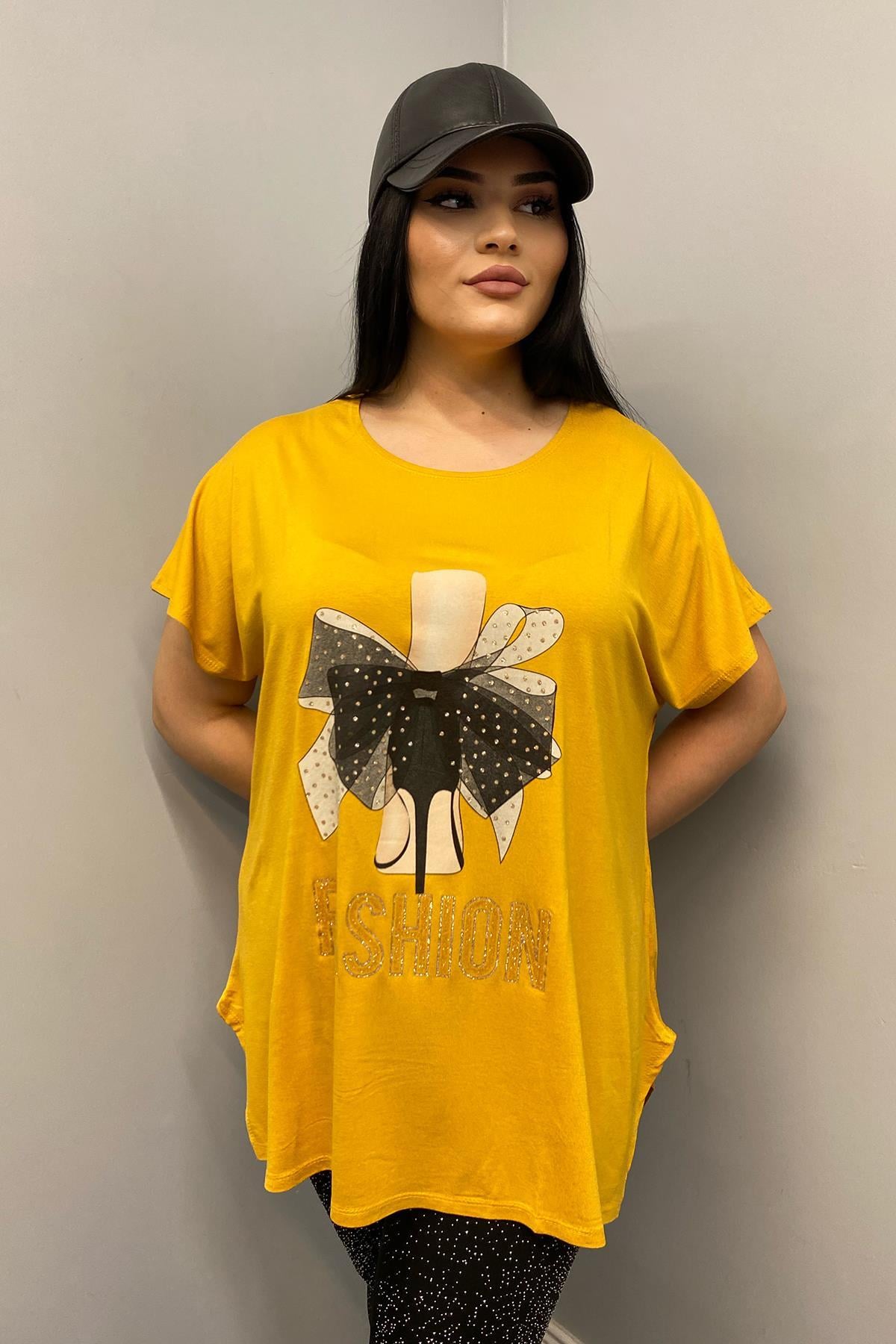 Tshirt Büyük Beden Salaş Genç Stil T-Shirt Hardal
