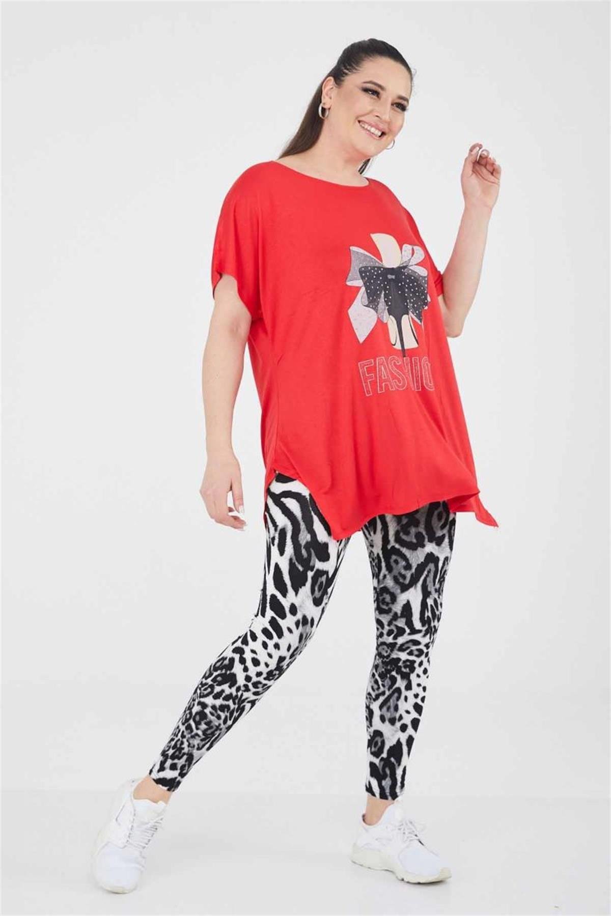 Tshirt Büyük Beden Salaş Genç Stil T-Shirt Kırmızı