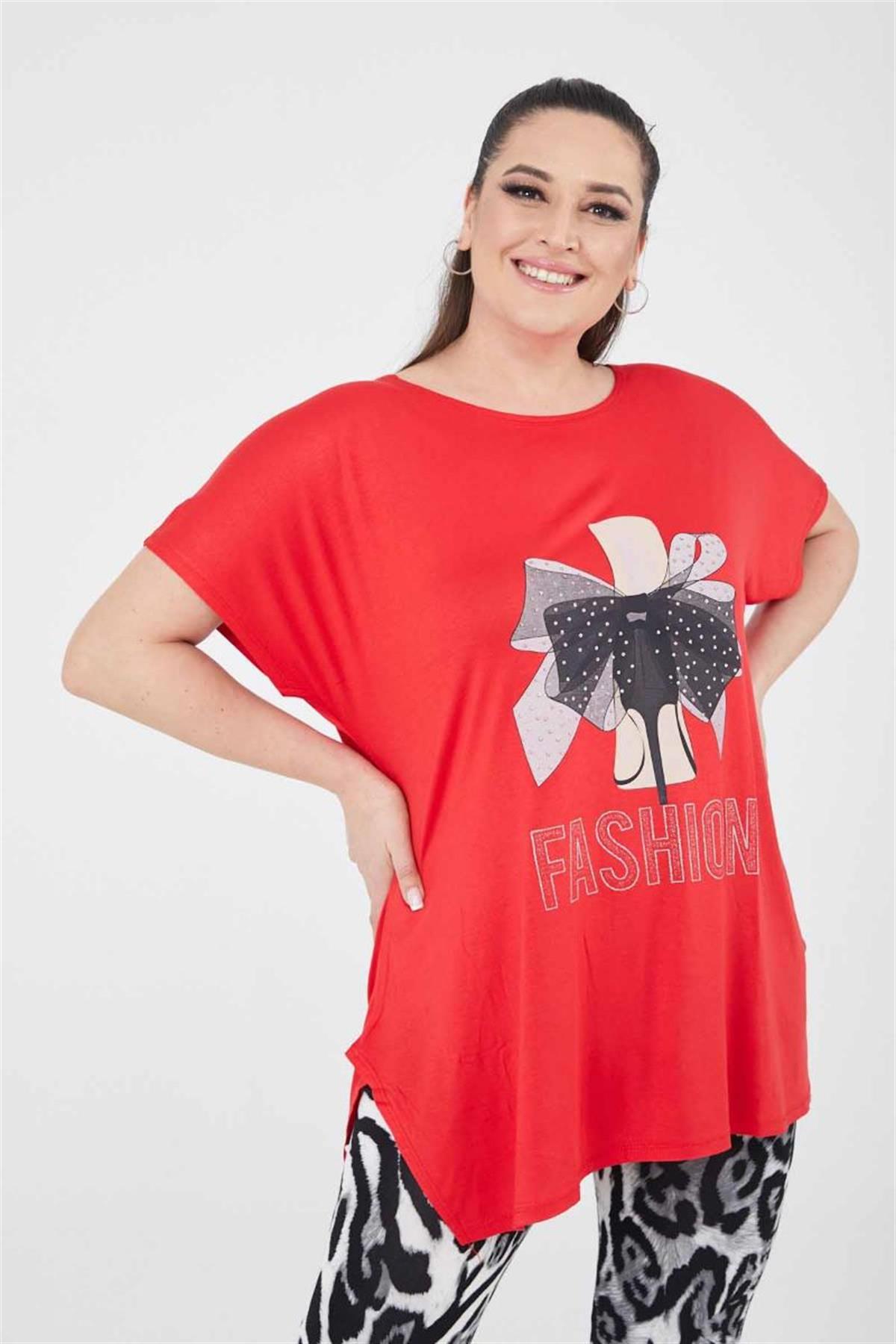 Tshirt Büyük Beden Salaş Genç Stil T-Shirt Kırmızı